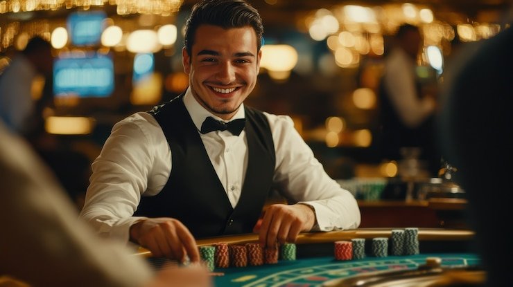 Live dealer at Bonanza Gold table on raja bbfs, multi-camera setup showing cards and gaming area